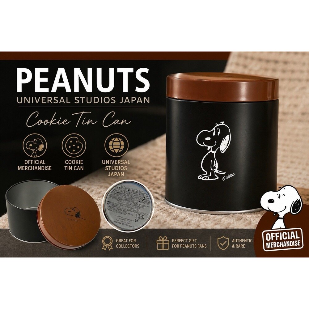 Universal Studios Japan Snoopy Peanuts Cookie Tin Can USJ Exclusive 2019 Black